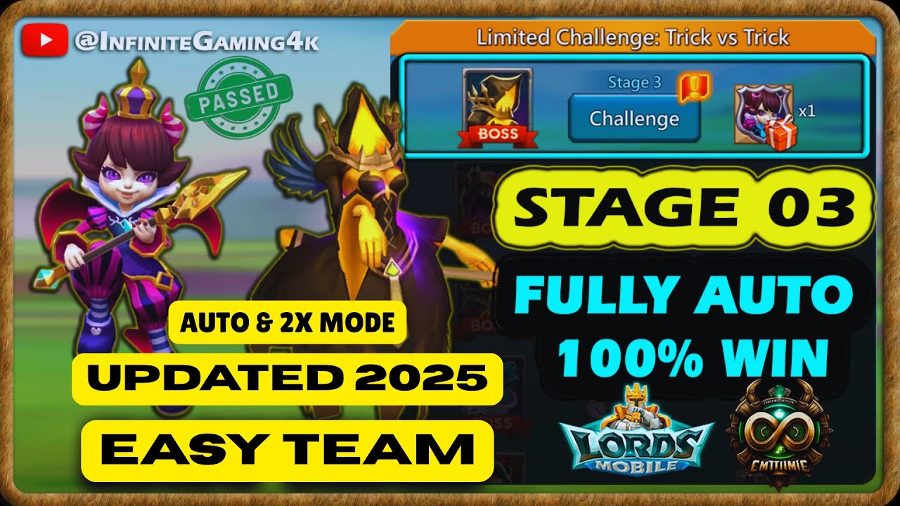 Limited Challenge Trick vs Trick Stage 3 auto|Lords Mobile Petite Devil Stage 3 auto mode 2025