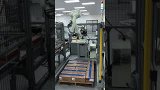 Pallet robot handling cookie boxes- half speed
