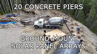 20 concrete piers for our two ground-mounted solar panel arrays
