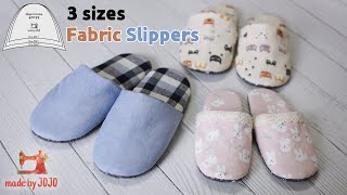 How to Make Fabric Slippers for all the family | 3 sizes Free Sewing Patterns | made by JOJO