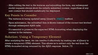 Resolving the Issue of jQuery .html() Not Updating a Textarea After Form Submission Profile