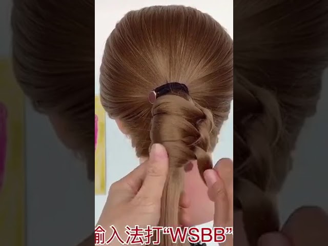 A unique ponytail, it looks so beautiful when circled #shorthairstyles #easyshorthairstyles