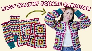 EASY Granny Square Cardigan Tutorial  Beginner friendly