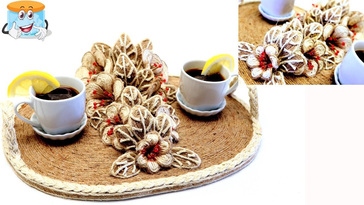 Поделки Своими Руками В Подарок Поднос для Кофе из Джута