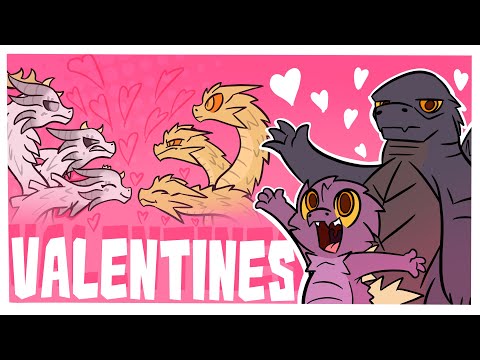 Godzilla, Chiisia, Moonhidora, and King Ghidorah Celebrate Valentines Day!(Godzilla Comic Dub)