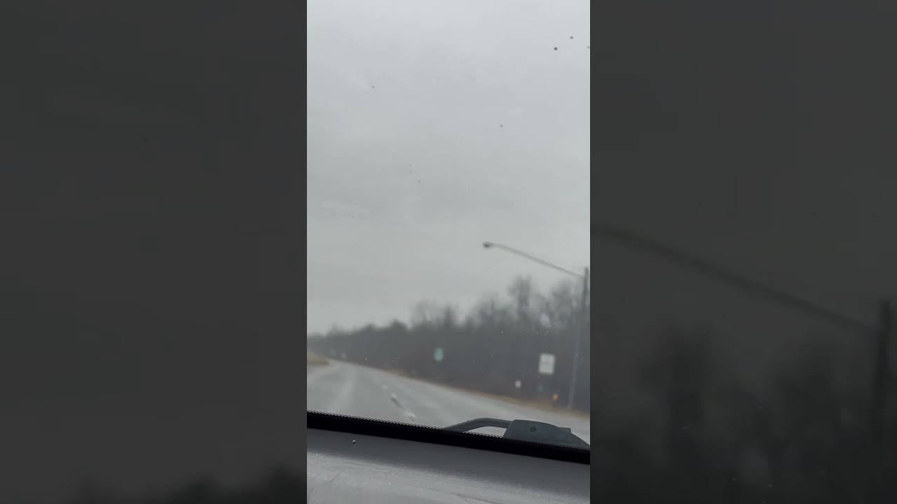 Driving on Lake Ontario State Parkway in Upstate New York in Monroe County with freezing rain 2026.