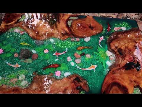 Video Bàn gỗ nu xá xị đổ keo Epoxy vẽ cá 3D | Bàn Epoxy... - youtube
