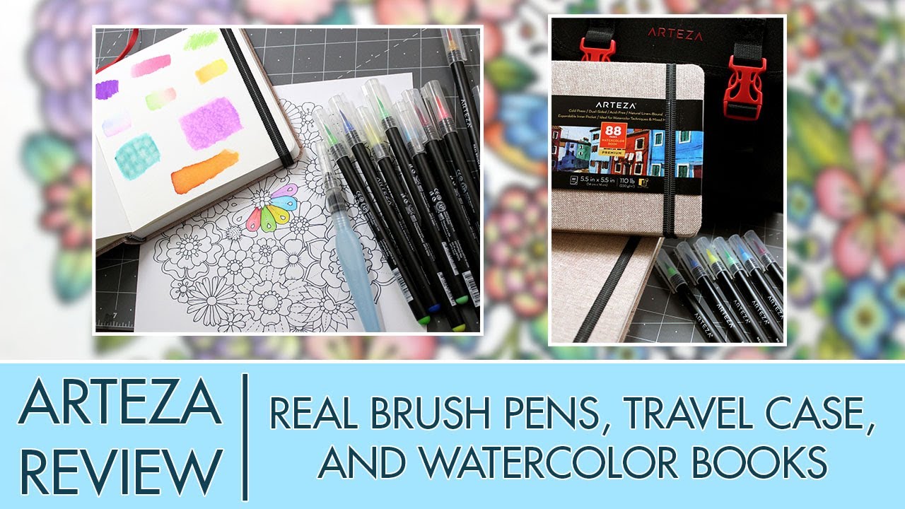 Arteza Real Brush Pens, Travel Case, and Watercolor Book Review 