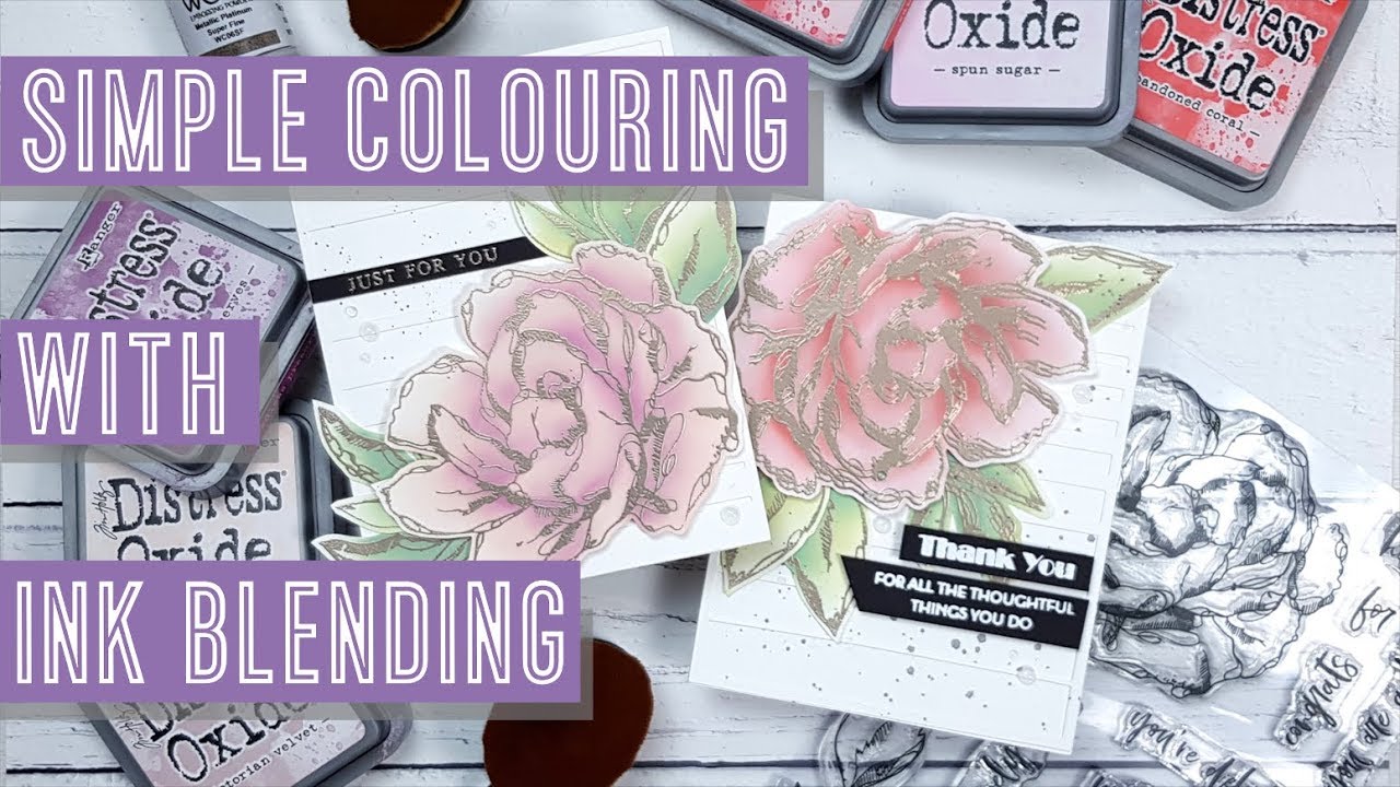 Simple colouring with ink blending - Altenew Ink Flora - YouTube
