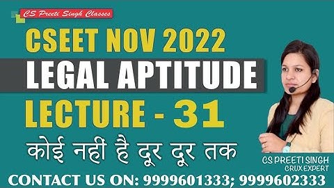 CSEET Nov 2022 l Legal Aptitude Lec 30  I CSEET Online classes I CSEET Face to Face Classes