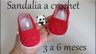 Sandalia a crochet -modelo Sara - bebe -3 a 6 meses - YouTube