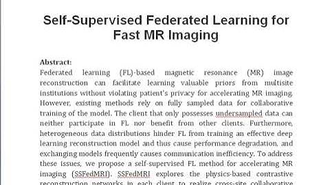 Self Supervised Federated Learning for Fast MR Imaging
