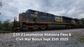 CSX 2 Locomotive Allatoona Pass Civil War Battlefield Sept 25th 2025 #train #civilwar #training