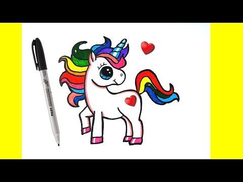 COMO DESENHAR UM UNICÓRNIO ✬ KAWAII 🦄 ✬ How to Draw 