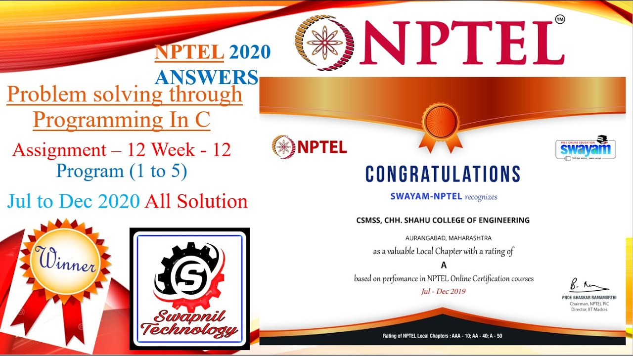 c programming and assembly language nptel assignment answers 2020