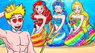 Paper Dolls Dress Up - Rainbow Mermaid & Rapunzel Love Dress - Barbie Transformation Handmade