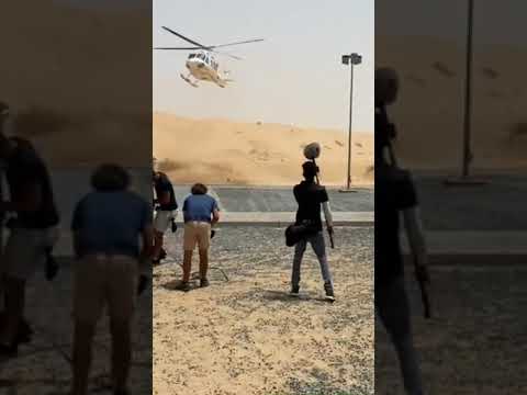 MOVIE 🎥 #SHOOTING DUBAI DESERT AREAS HELICOPTER LANDING