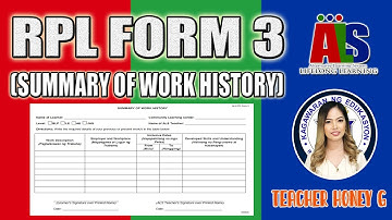 ALS RPL FORM 3 | SUMMARY OF WORK HISTORY