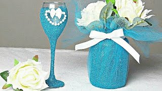 LEMBRANCINHAS DE CASAMENTO – TAÇAS E POTES COM GLITTER E TULE