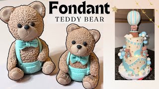 How to make the cutest FONDANT TEDDY BEAR easy step by step tutorial, perfect for baby shower cake