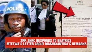 Famous UPDATE | ZRP, ZHRC RESPONDS TO BEATRICE MTETWA'S LETTER ABOUT MASHAYANYIKA'S REMARKS | AUDIOTHOUGHTS Wealth
