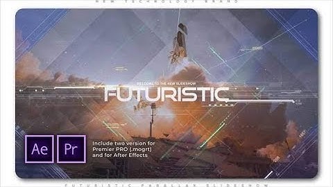 Premiere Pro Template: Futuristic Parallax Slideshow + Free Font