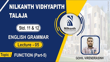 STD-11 & 12 l FUNCTION(PART-5) l ENGLISH GRAMMAR l LECTURE-5 l  VIRENDRASINH GOHIL