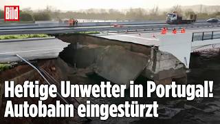 Wetter-Chaos In Portugal Dammbruch Reißt Autobahn Weg Tausende Menschen Auf Der Flucht