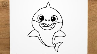 How to draw BABY SHARK step by step, EASY Resimi