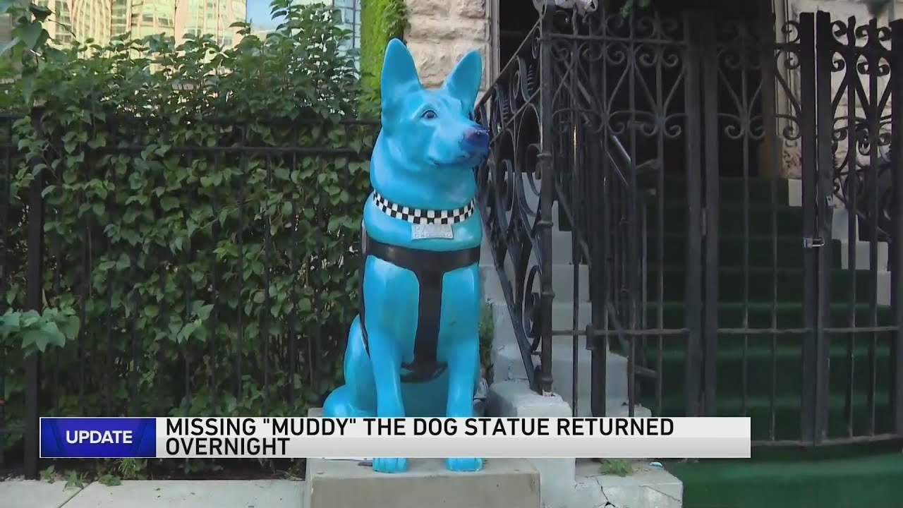 Missing 'Muddy' the CPD police dog statue returned