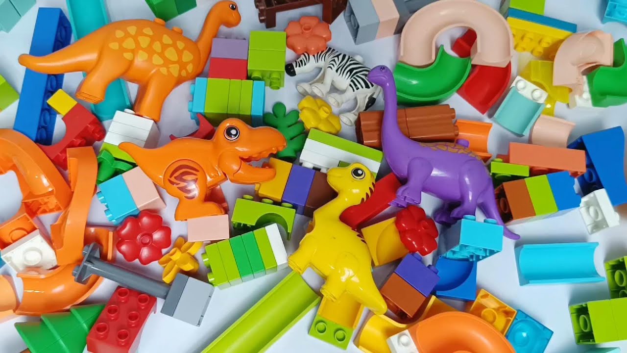 Satisfying Building Blocks Marble Run ASMR compilation ⭐funny dinosaurs course part 574 Live 13