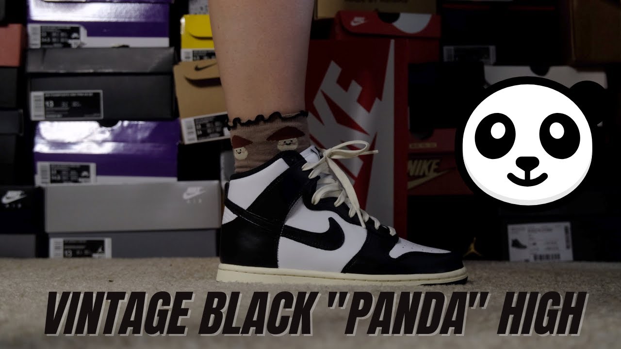 PANDA Nike Dunk High Vintage Black On Feet Review