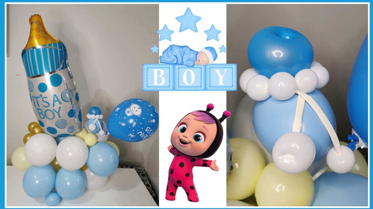 Como hacer bouquet con globos para baby shower - paso a paso arreglos con  globos para bebes 