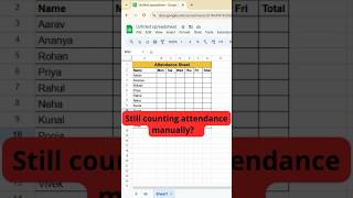 Google Sheets Attendance Sheet 🔥 | Student Attendance in 30 Sec#AttendanceSheet#GoogleSheets#excel