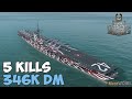 World of WarShips | Franklin D  Roosevelt | 5 KILLS | 346K Damage - Replay Gameplay 4K 60 fps