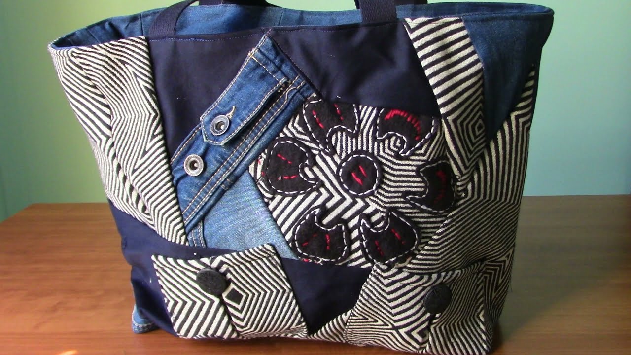 bolsos  con vaqueros y otras telas con crazy patchwork