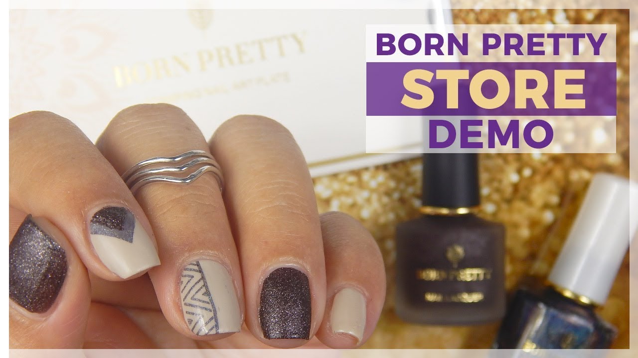 Born Pretty Store mini review and demo! || Matte glitter and holographic stamping polishes & a plate