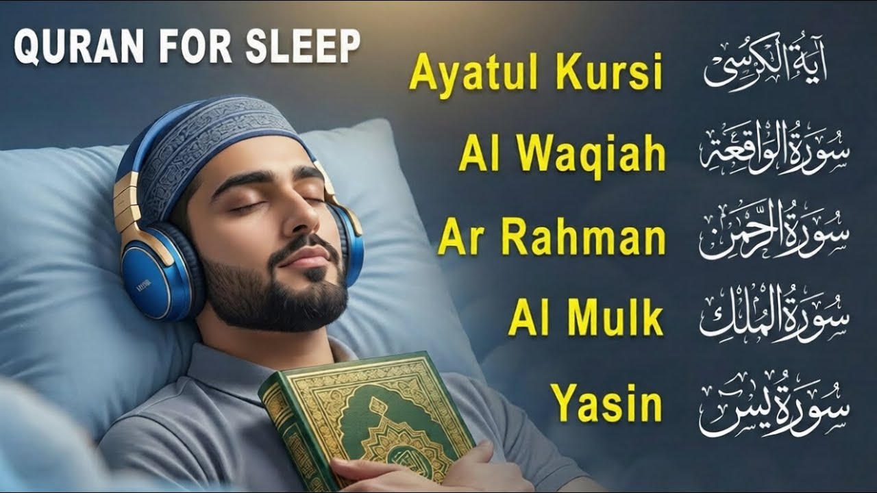 Peaceful Quran for Deep Sleep | Al-Fatiha,Ayatul Kursi,Surah Ar-Rahman, Al-Mulk, Yasin - Alaa Aqel