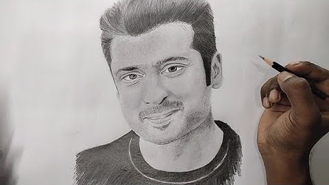 actor Surya portrait pencil drawing grid method full timelapse