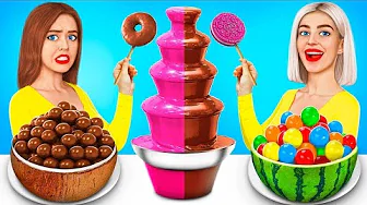 Tantangan Air Mancur Saus Coklat | Tantangan Makanan Coklat Ekstrim oleh RATATA