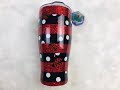 DIY Lady bug polka dot GLITTER tumbler w/stripes AND Woodgrain peekaboo