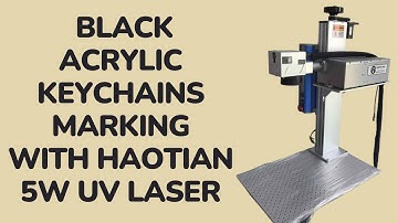 Black Acrylic Keychains Marking with Haotian 5W UV Laser | Ultra Clean Engraving Results