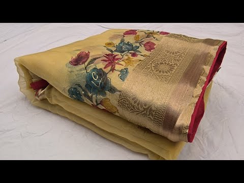 #party wear sarees #organza flower print sarees #moss chiffon sarees #Bandej sarees