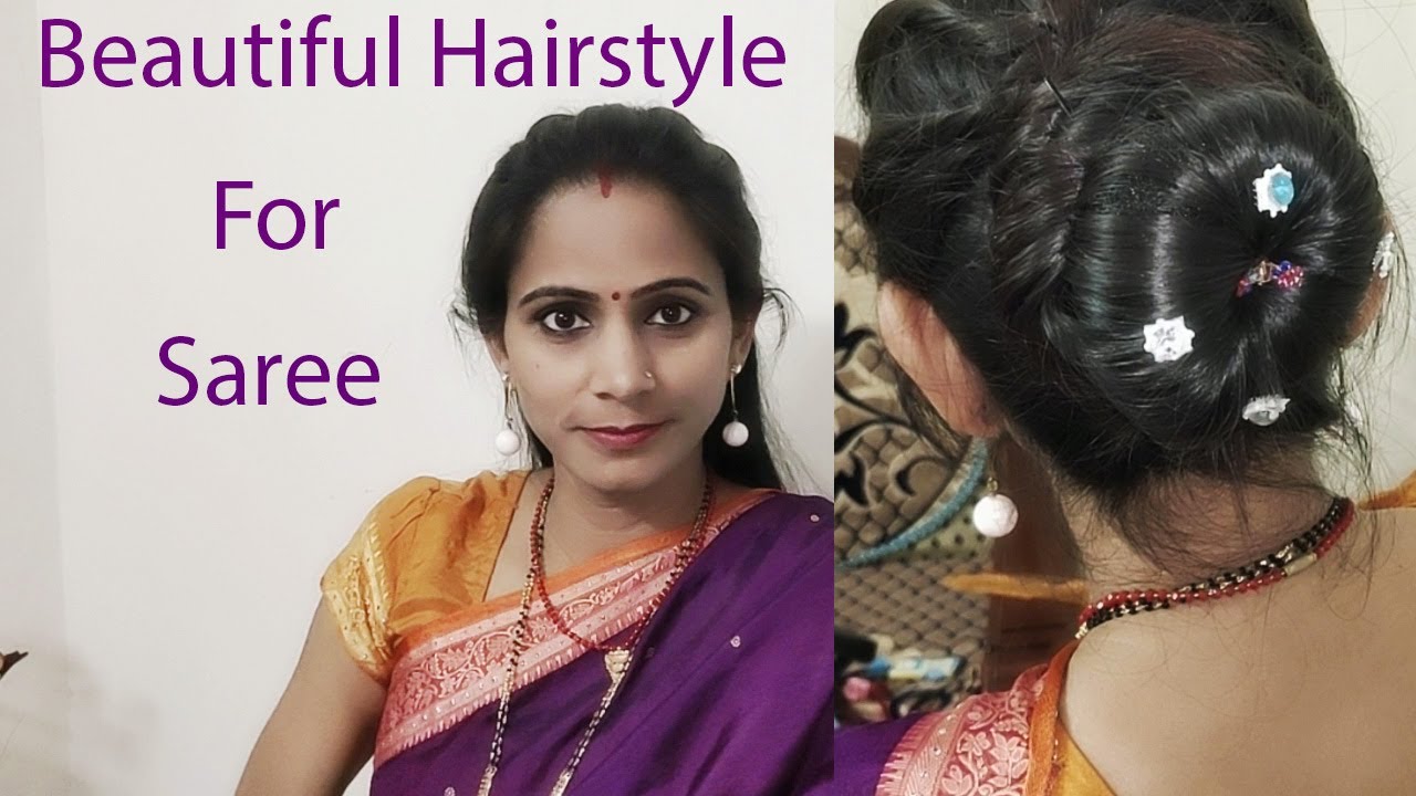 Gajra hairstyle with Saree || gajra hairstyle for wedding - YouTube