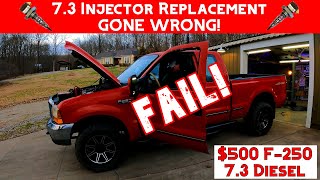 FAIL! F250 7.3 Powerstroke Diesel Injector Replacement Goes Horribly Wrong!