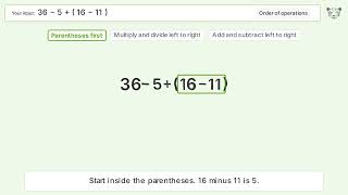 Master Order of Operations: Solve 36-5+(16-11) Step by Step!