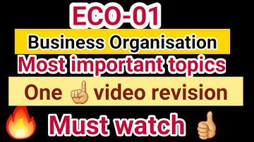 Eco 01 Most Important Questions and Answers | Business Organisation | Eco 01