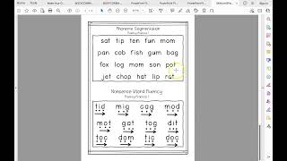 Kindergarten Fluency Packet