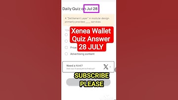 xenea wallet voucher code today • xenea wallet quiz answer today • xenea wallet 28 july quiz answer