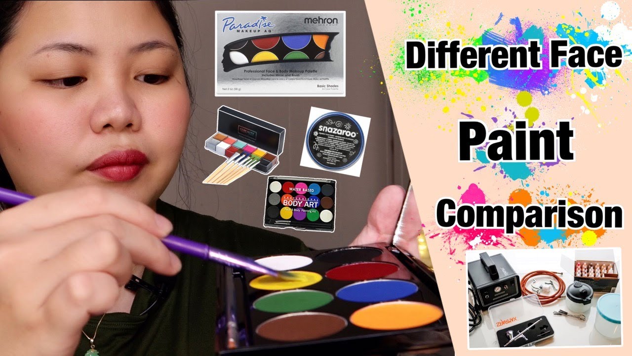Different Face Paint Comparison, Mehron Makeup, Oil Based,Water Based and  Cream
